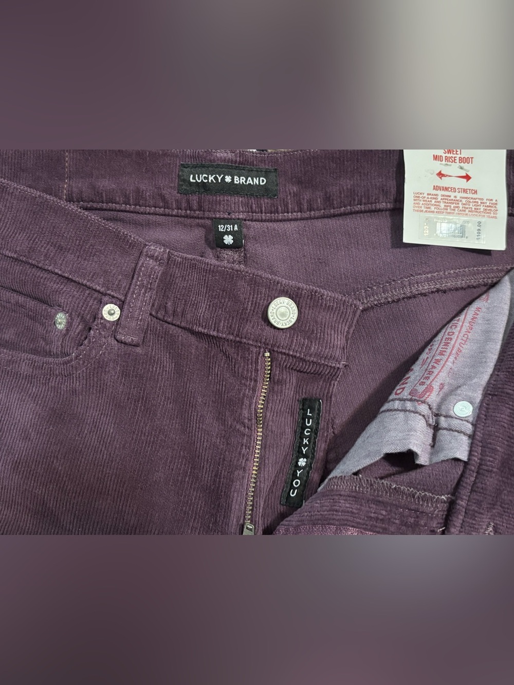 Lucky Brand Deep Plum Corduroy Jeans